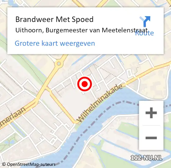 Locatie op kaart van de 112 melding: Brandweer Met Spoed Naar Uithoorn, Burgemeester van Meetelenstraat op 18 februari 2022 16:14