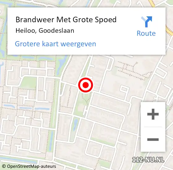 Locatie op kaart van de 112 melding: Brandweer Met Grote Spoed Naar Heiloo, Goodeslaan op 18 februari 2022 16:14