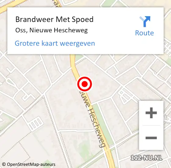 Locatie op kaart van de 112 melding: Brandweer Met Spoed Naar Oss, Nieuwe Hescheweg op 18 februari 2022 16:19