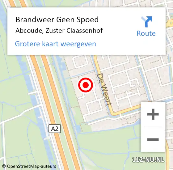 Locatie op kaart van de 112 melding: Brandweer Geen Spoed Naar Abcoude, Zuster Claassenhof op 18 februari 2022 16:19