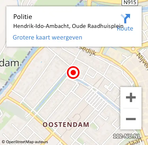 Locatie op kaart van de 112 melding: Politie Hendrik-Ido-Ambacht, Oude Raadhuisplein op 18 februari 2022 16:19