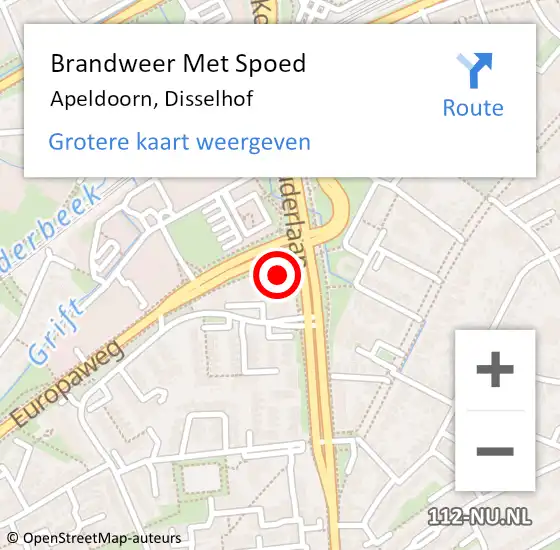 Locatie op kaart van de 112 melding: Brandweer Met Spoed Naar Apeldoorn, Disselhof op 18 februari 2022 16:21