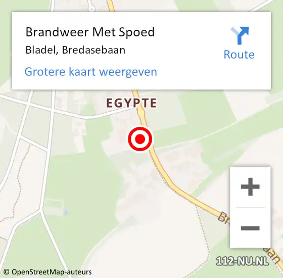 Locatie op kaart van de 112 melding: Brandweer Met Spoed Naar Bladel, Bredasebaan op 18 februari 2022 16:21