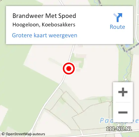 Locatie op kaart van de 112 melding: Brandweer Met Spoed Naar Hoogeloon, Koebosakkers op 18 februari 2022 16:22