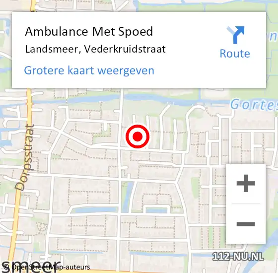 Locatie op kaart van de 112 melding: Ambulance Met Spoed Naar Landsmeer, Vederkruidstraat op 18 februari 2022 16:23