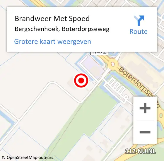 Locatie op kaart van de 112 melding: Brandweer Met Spoed Naar Bergschenhoek, Boterdorpseweg op 18 februari 2022 16:24