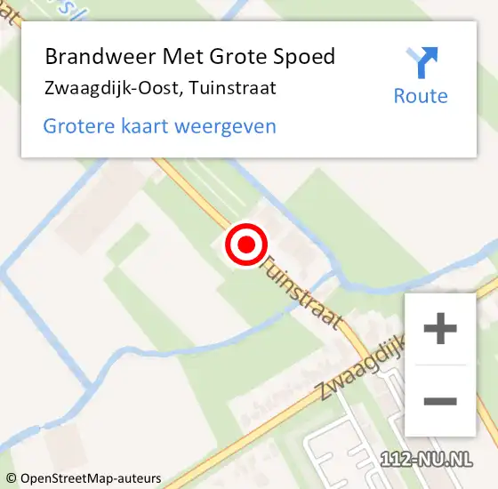 Locatie op kaart van de 112 melding: Brandweer Met Grote Spoed Naar Zwaagdijk-Oost, Tuinstraat op 18 februari 2022 16:25