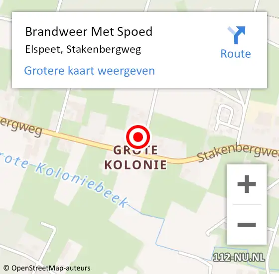 Locatie op kaart van de 112 melding: Brandweer Met Spoed Naar Elspeet, Stakenbergweg op 18 februari 2022 16:27