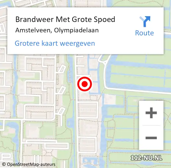 Locatie op kaart van de 112 melding: Brandweer Met Grote Spoed Naar Amstelveen, Olympiadelaan op 18 februari 2022 16:29