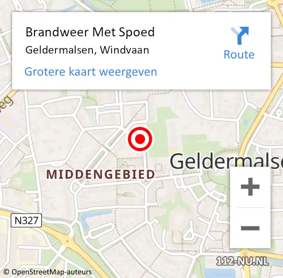 Locatie op kaart van de 112 melding: Brandweer Met Spoed Naar Geldermalsen, Windvaan op 18 februari 2022 16:30