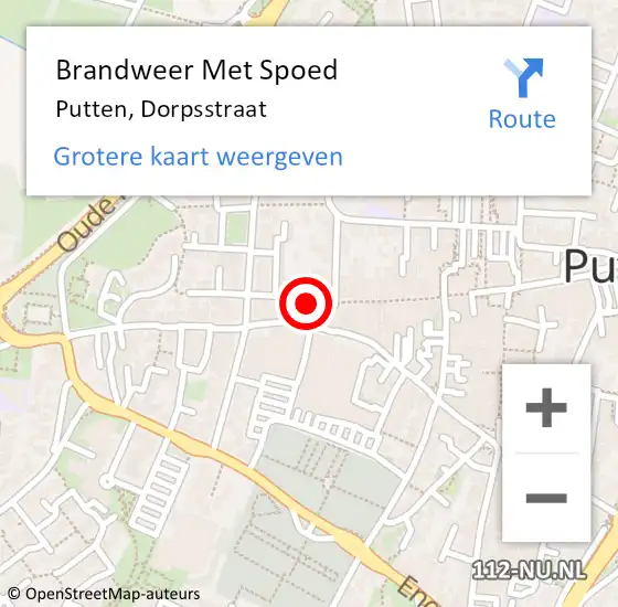 Locatie op kaart van de 112 melding: Brandweer Met Spoed Naar Putten, Dorpsstraat op 18 februari 2022 16:33