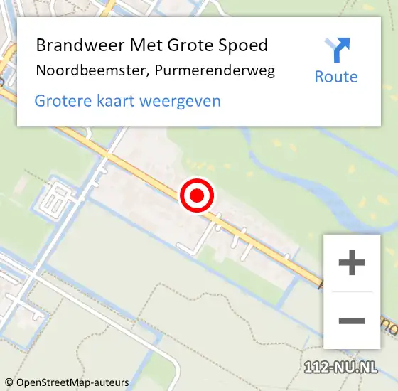 Locatie op kaart van de 112 melding: Brandweer Met Grote Spoed Naar Noordbeemster, Purmerenderweg op 18 februari 2022 16:34