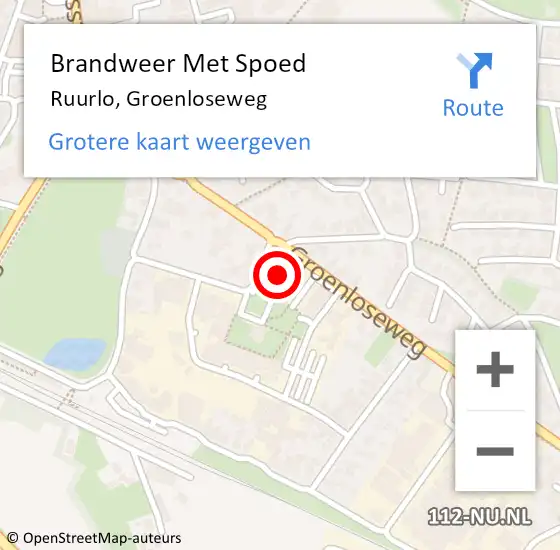 Locatie op kaart van de 112 melding: Brandweer Met Spoed Naar Ruurlo, Groenloseweg op 18 februari 2022 16:35