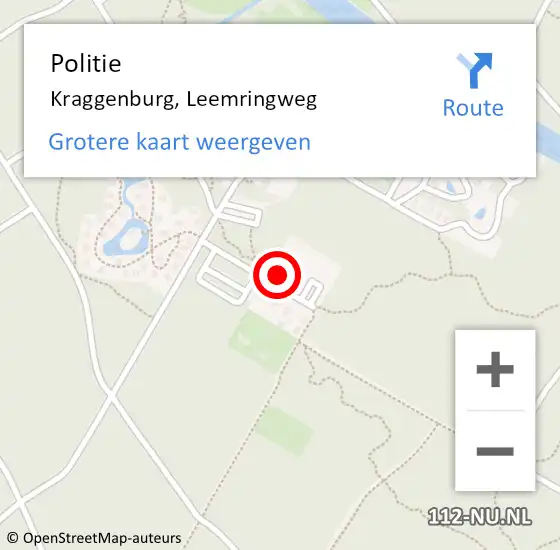 Locatie op kaart van de 112 melding: Politie Kraggenburg, Leemringweg op 18 februari 2022 16:35