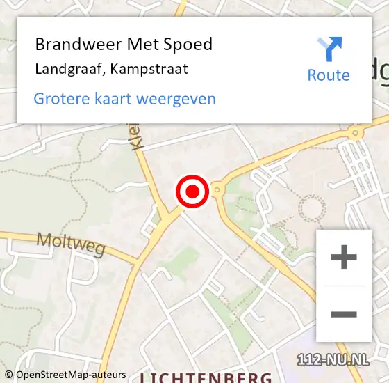 Locatie op kaart van de 112 melding: Brandweer Met Spoed Naar Landgraaf, Kampstraat op 18 februari 2022 16:36