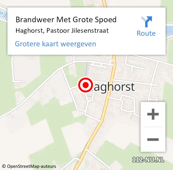 Locatie op kaart van de 112 melding: Brandweer Met Grote Spoed Naar Haghorst, Pastoor Jilesenstraat op 18 februari 2022 16:37