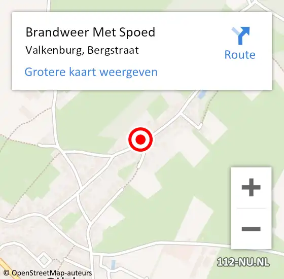 Locatie op kaart van de 112 melding: Brandweer Met Spoed Naar Valkenburg, Bergstraat op 18 februari 2022 16:38