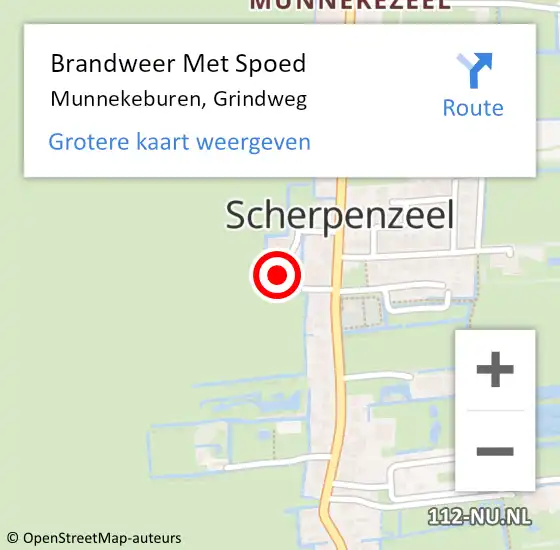 Locatie op kaart van de 112 melding: Brandweer Met Spoed Naar Munnekeburen, Grindweg op 18 februari 2022 16:40