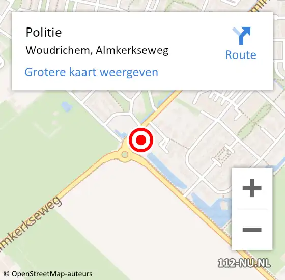 Locatie op kaart van de 112 melding: Politie Woudrichem, Almkerkseweg op 18 februari 2022 16:40