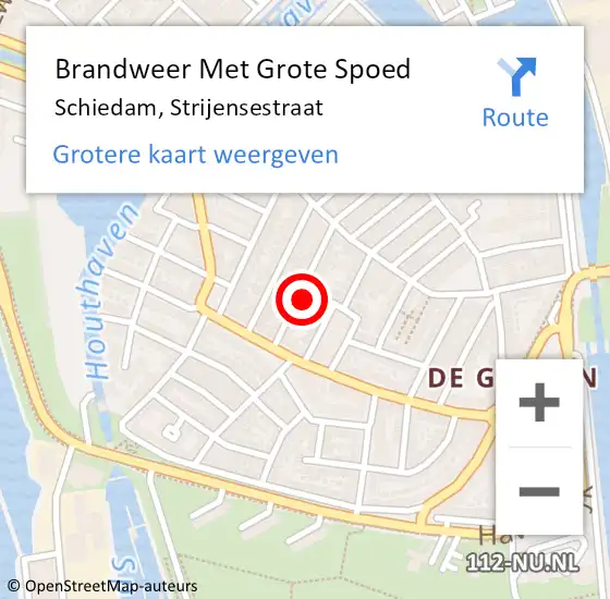 Locatie op kaart van de 112 melding: Brandweer Met Grote Spoed Naar Schiedam, Strijensestraat op 18 februari 2022 16:40