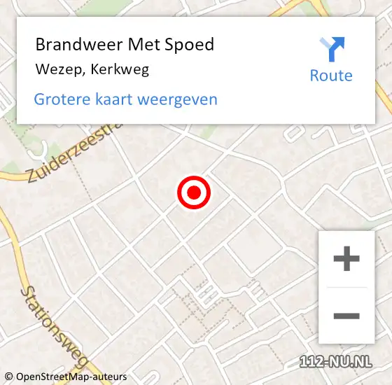 Locatie op kaart van de 112 melding: Brandweer Met Spoed Naar Wezep, Kerkweg op 18 februari 2022 16:40