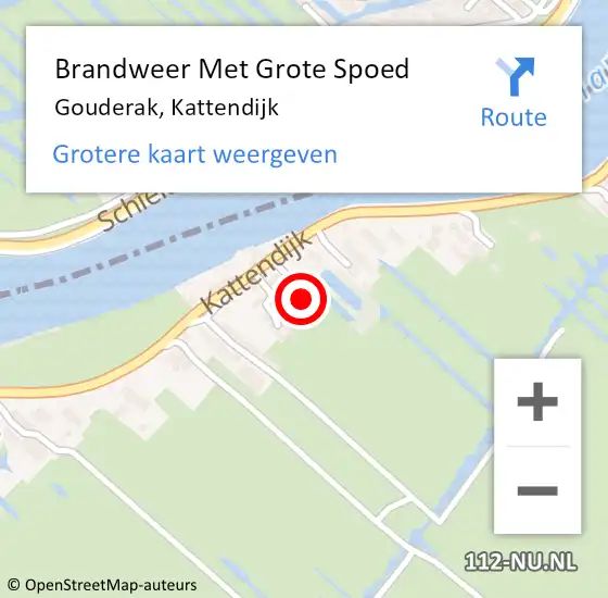 Locatie op kaart van de 112 melding: Brandweer Met Grote Spoed Naar Gouderak, Kattendijk op 18 februari 2022 16:41