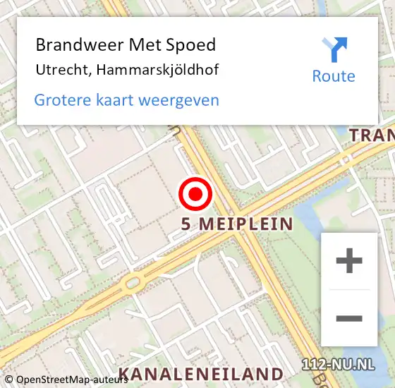 Locatie op kaart van de 112 melding: Brandweer Met Spoed Naar Utrecht, Hammarskjöldhof op 18 februari 2022 16:42