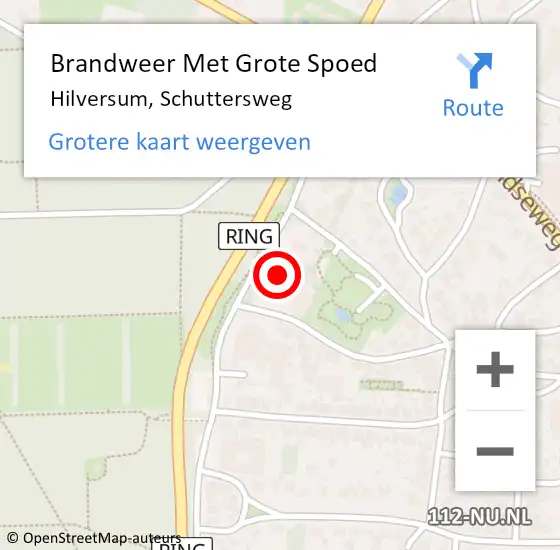 Locatie op kaart van de 112 melding: Brandweer Met Grote Spoed Naar Hilversum, Schuttersweg op 18 februari 2022 16:43