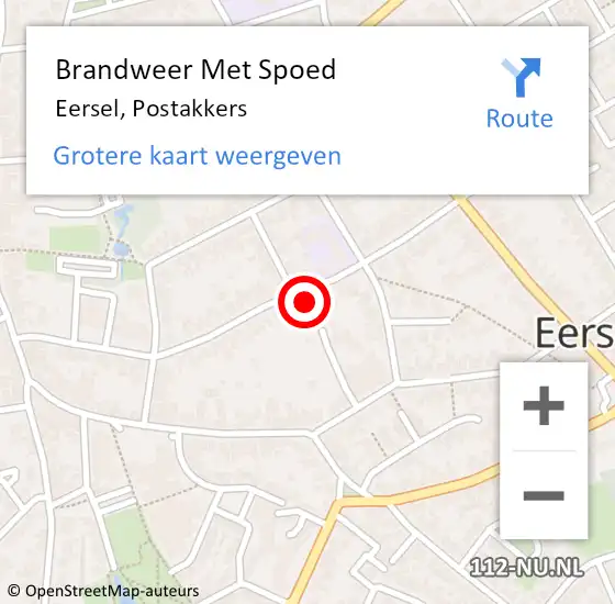 Locatie op kaart van de 112 melding: Brandweer Met Spoed Naar Eersel, Postakkers op 18 februari 2022 16:44