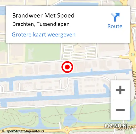 Locatie op kaart van de 112 melding: Brandweer Met Spoed Naar Drachten, Tussendiepen op 18 februari 2022 16:46