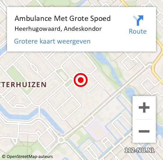 Locatie op kaart van de 112 melding: Ambulance Met Grote Spoed Naar Heerhugowaard, Andeskondor op 18 februari 2022 16:47