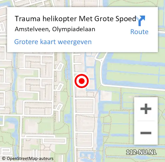 Locatie op kaart van de 112 melding: Trauma helikopter Met Grote Spoed Naar Amstelveen, Olympiadelaan op 18 februari 2022 16:47