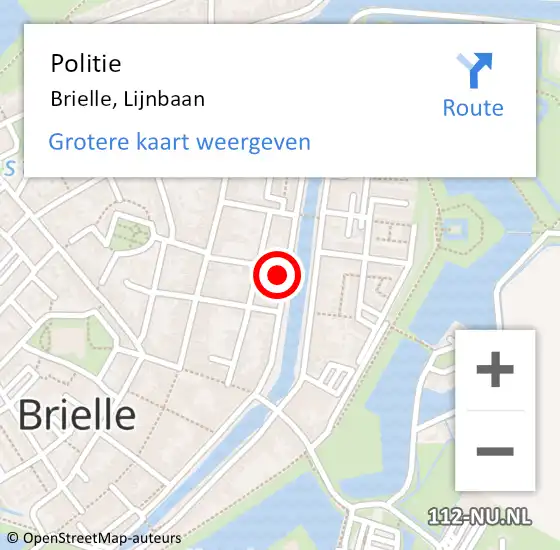 Locatie op kaart van de 112 melding: Politie Brielle, Lijnbaan op 18 februari 2022 16:49