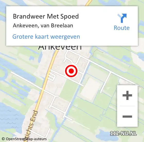 Locatie op kaart van de 112 melding: Brandweer Met Spoed Naar Ankeveen, van Breelaan op 18 februari 2022 16:50