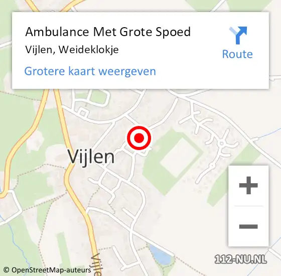 Locatie op kaart van de 112 melding: Ambulance Met Grote Spoed Naar Vijlen, Weideklokje op 8 juli 2014 17:27