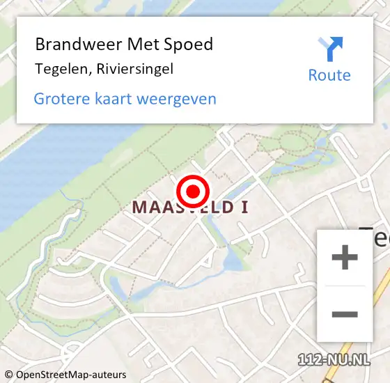 Locatie op kaart van de 112 melding: Brandweer Met Spoed Naar Tegelen, Riviersingel op 18 februari 2022 16:51