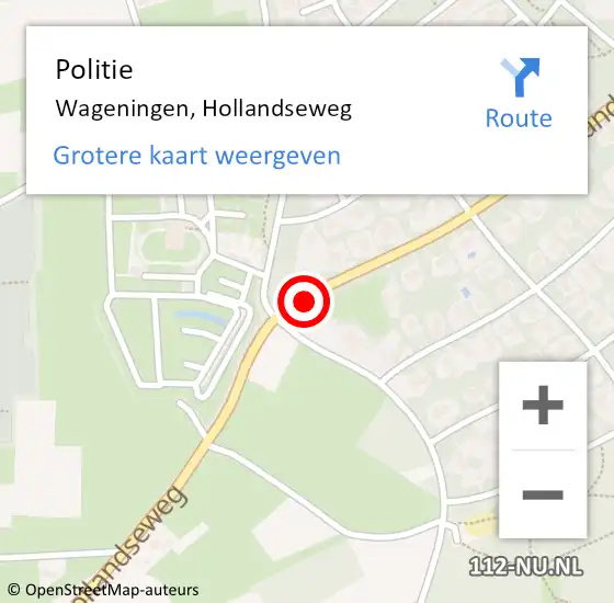 Locatie op kaart van de 112 melding: Politie Wageningen, Hollandseweg op 8 juli 2014 17:28