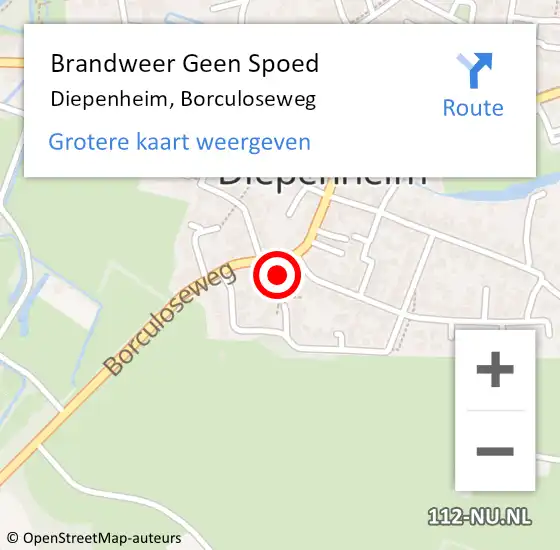 Locatie op kaart van de 112 melding: Brandweer Geen Spoed Naar Diepenheim, Borculoseweg op 18 februari 2022 16:53