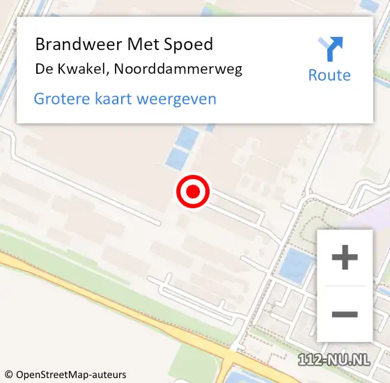 Locatie op kaart van de 112 melding: Brandweer Met Spoed Naar De Kwakel, Noorddammerweg op 18 februari 2022 16:57