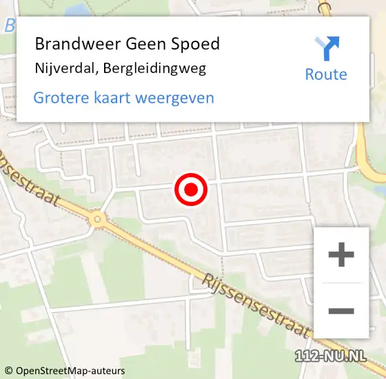 Locatie op kaart van de 112 melding: Brandweer Geen Spoed Naar Nijverdal, Bergleidingweg op 18 februari 2022 17:01