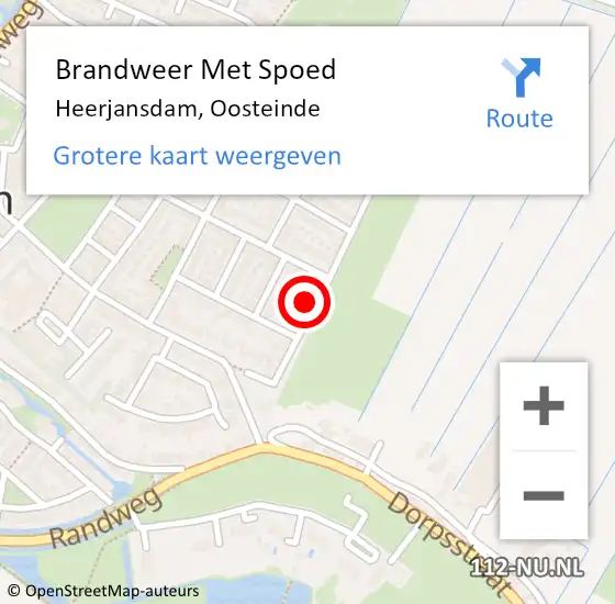 Locatie op kaart van de 112 melding: Brandweer Met Spoed Naar Heerjansdam, Oosteinde op 18 februari 2022 17:01