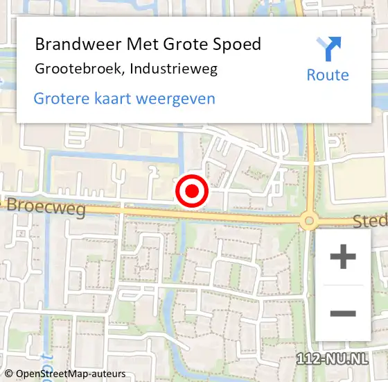 Locatie op kaart van de 112 melding: Brandweer Met Grote Spoed Naar Grootebroek, Industrieweg op 18 februari 2022 17:05