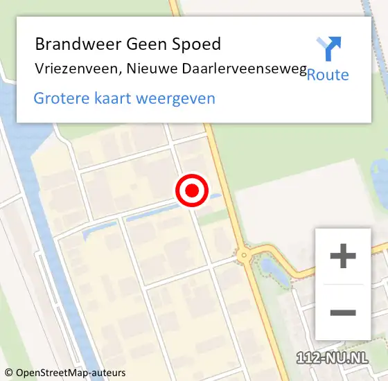 Locatie op kaart van de 112 melding: Brandweer Geen Spoed Naar Vriezenveen, Nieuwe Daarlerveenseweg op 18 februari 2022 17:08