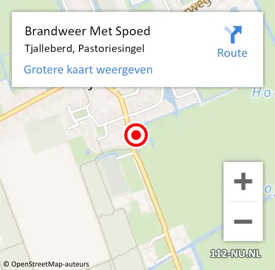 Locatie op kaart van de 112 melding: Brandweer Met Spoed Naar Tjalleberd, Pastoriesingel op 18 februari 2022 17:08