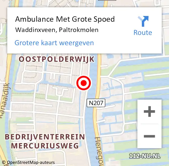 Locatie op kaart van de 112 melding: Ambulance Met Grote Spoed Naar Waddinxveen, Paltrokmolen op 18 februari 2022 17:08