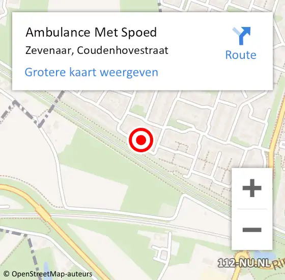 Locatie op kaart van de 112 melding: Ambulance Met Spoed Naar Zevenaar, Coudenhovestraat op 18 februari 2022 17:09