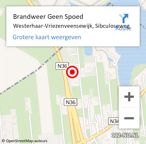 Locatie op kaart van de 112 melding: Brandweer Geen Spoed Naar Westerhaar-Vriezenveensewijk, Sibculoseweg op 18 februari 2022 17:12