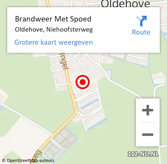 Locatie op kaart van de 112 melding: Brandweer Met Spoed Naar Oldehove, Niehoofsterweg op 18 februari 2022 17:12