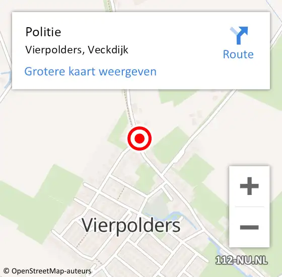 Locatie op kaart van de 112 melding: Politie Vierpolders, Veckdijk op 18 februari 2022 17:13