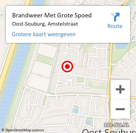 Locatie op kaart van de 112 melding: Brandweer Met Grote Spoed Naar Oost-Souburg, Amstelstraat op 18 februari 2022 17:13